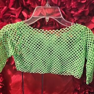 Girls Green Mesh Crop Top Size Small